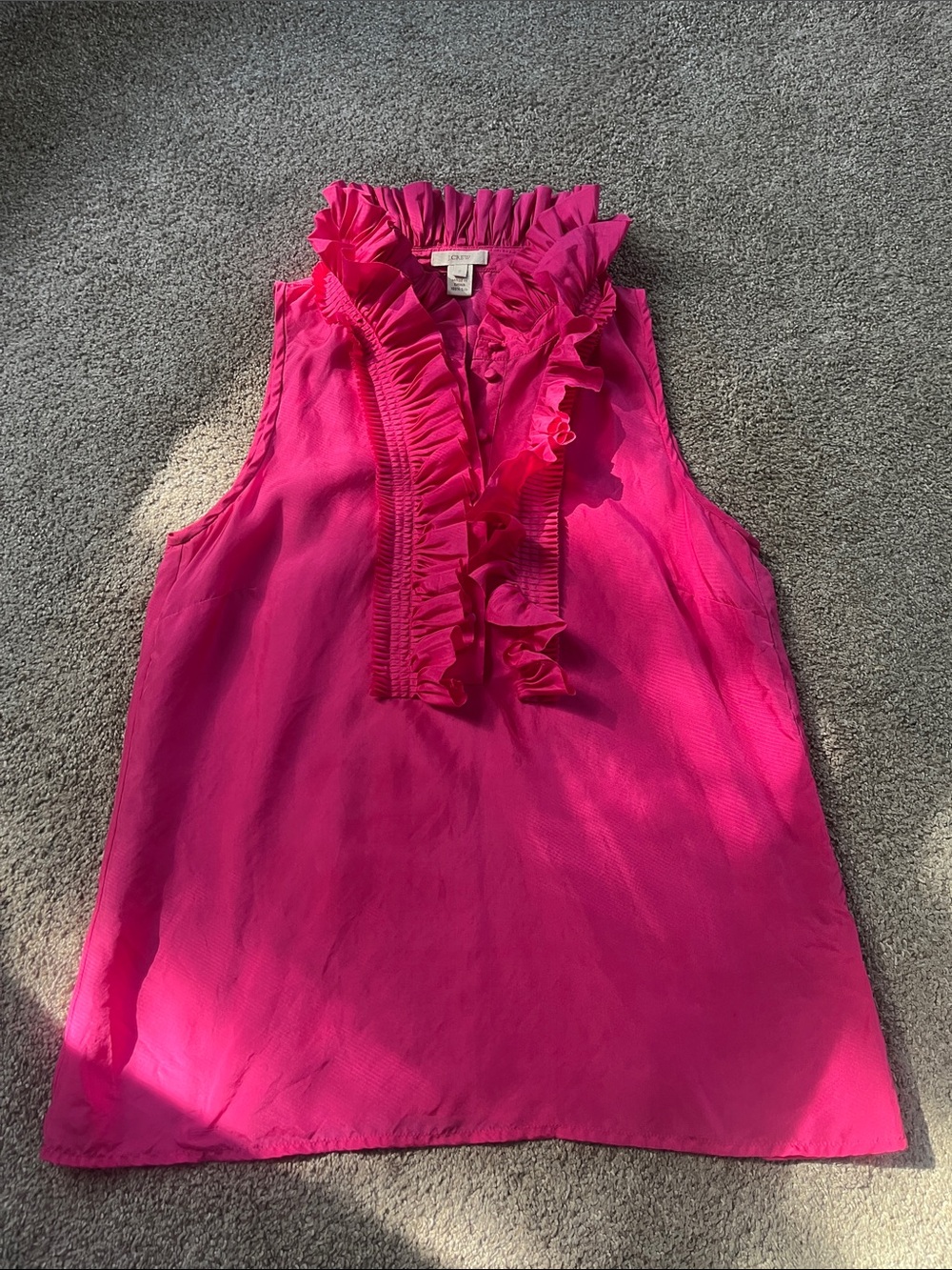 J. Crew Hot Pink Ruffle Sleeveless Blouse